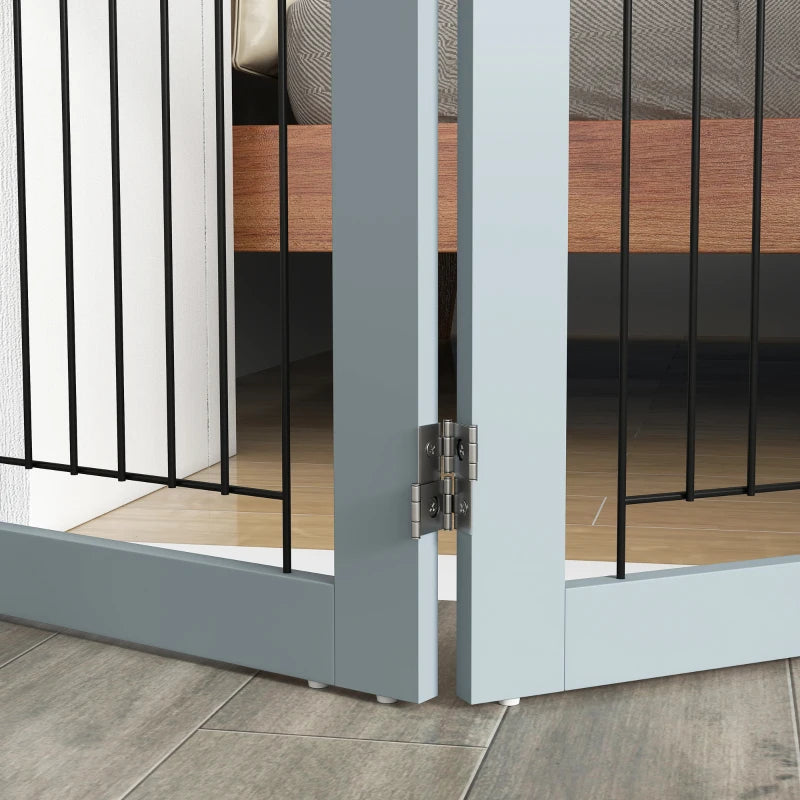 Freestanding Pet Gate, Folding Dog Gate with 2 Support Feet, 24" High, 3 Panels, for Small Dogs, Indoor Use - Grey