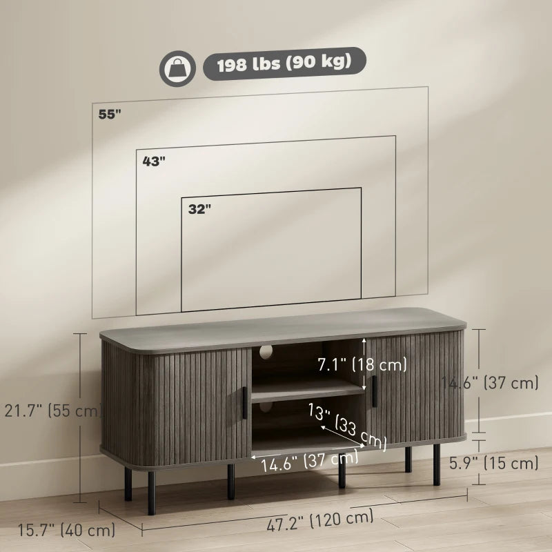 TV Stand Cabinet for TVs up to 55 Inches, TV Unit with Storage Shelves and Cabinets for Living Room, Grey