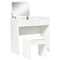 HOMCOM Dressing Table Set with Flip Top Mirror and Cushioned Stool, Makeup Vanity Table Dresser Desk with Drawer and Storage Grids