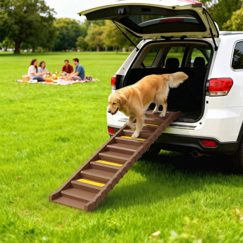 Foldable Dog Car Ramp with Anti-Slip Steps for Cars, SUVs & High Beds – 55 lb Capacity