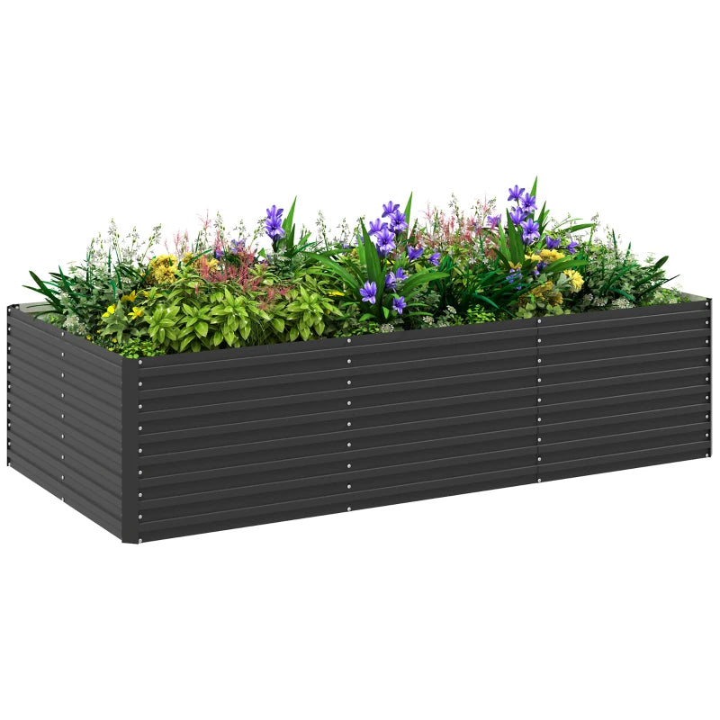 8' x 4' x 2' Raised Garden Bed, Galvanized Planter Box for Growing Flowers, Herbs and Vegetables, Dark Grey