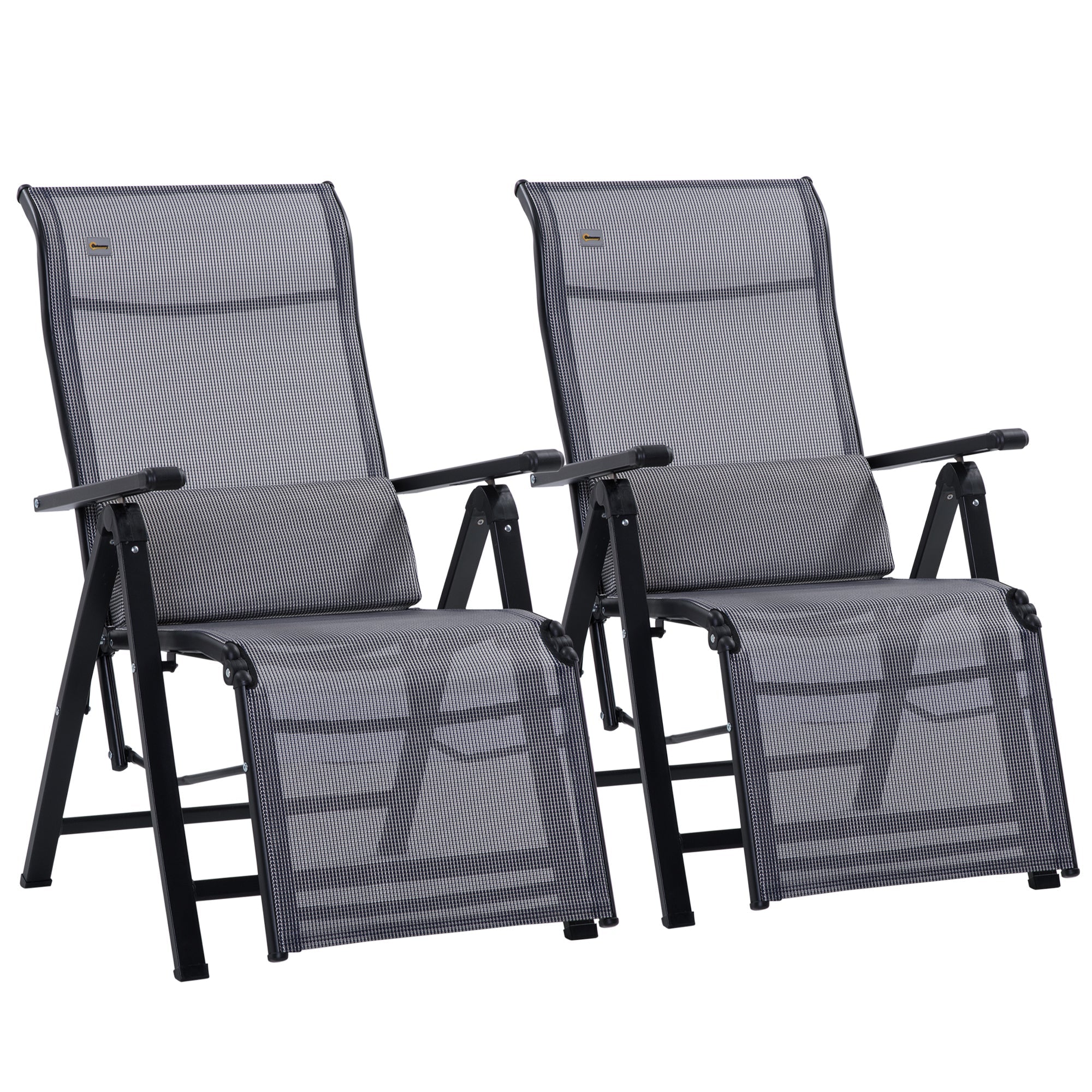 Outsunny Folding Zero Gravity Recliner Chair Set of 2 with Adjustable Backrest Grey for Patio Deck 