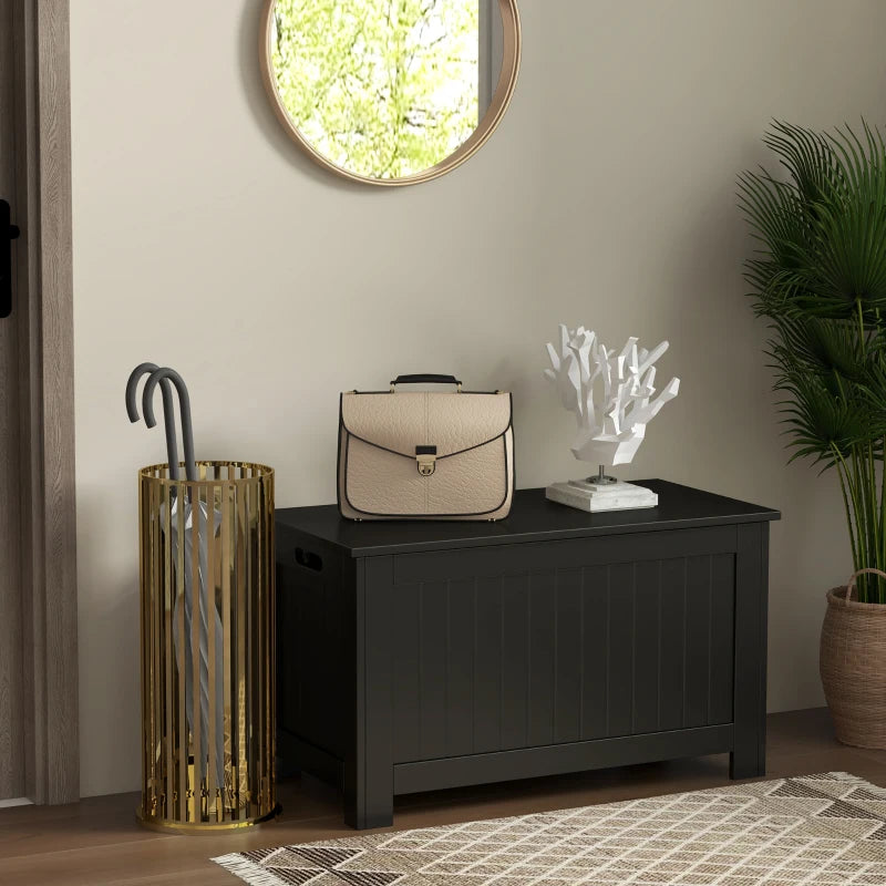 Large Storage Box Storage Trunk Cabinet Container with Lid and 2 Safety Hinges, Black
