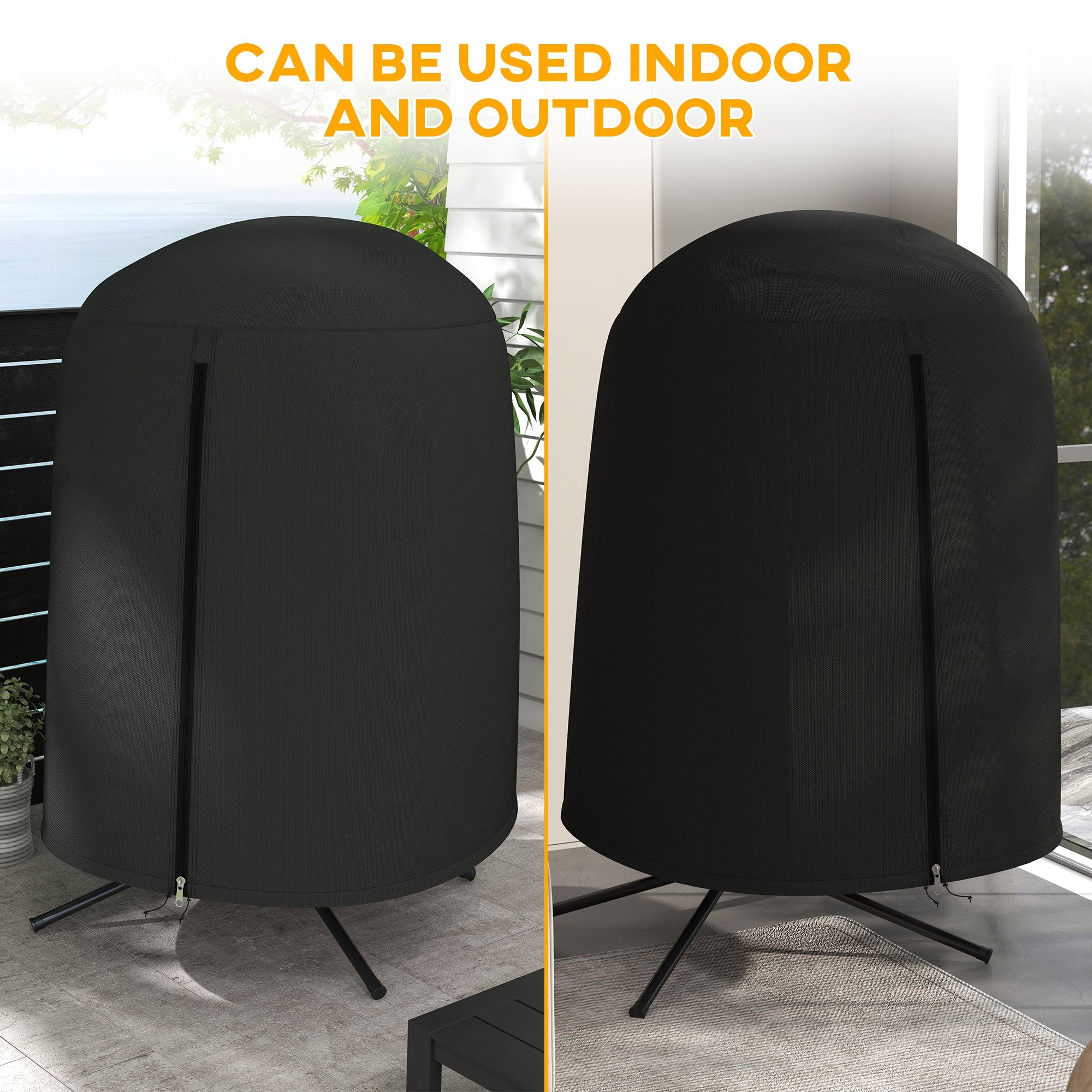 Outsunny Egg Chair Cover Waterproof 420D Oxford Fabric Anti-Dust UV Protection Furniture Protector for Stand Black 