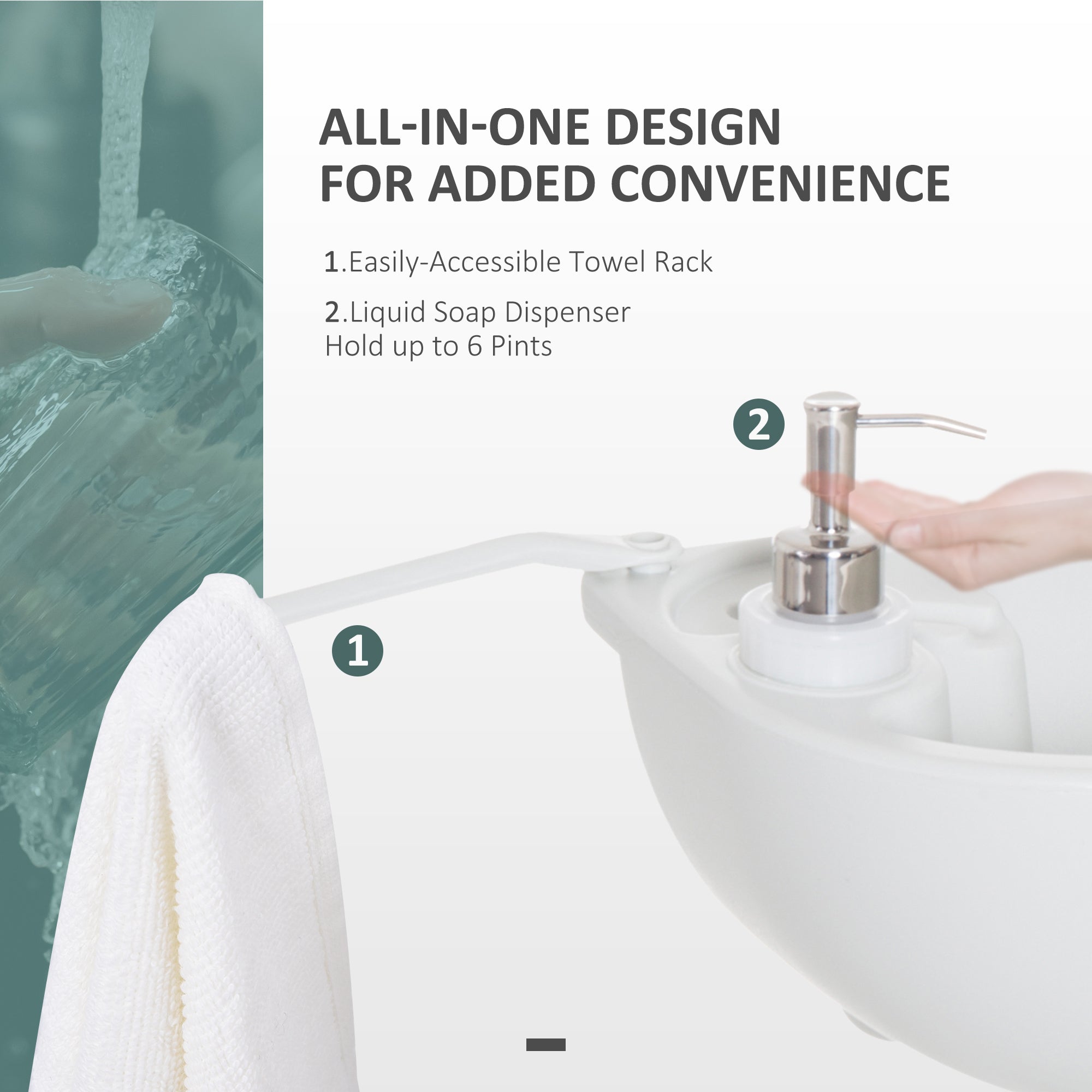 Outsunny Portable Camping Hand Wash Station Sink with 17L Fresh Water Tank 24L Waste Tank Soap Dispenser Outdoor 