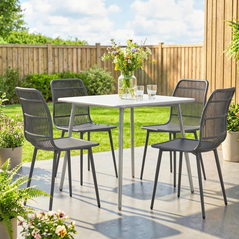 Outdoor Dining Chairs Set of 4, Patio Chairs with Slotted Backrest, Grey
