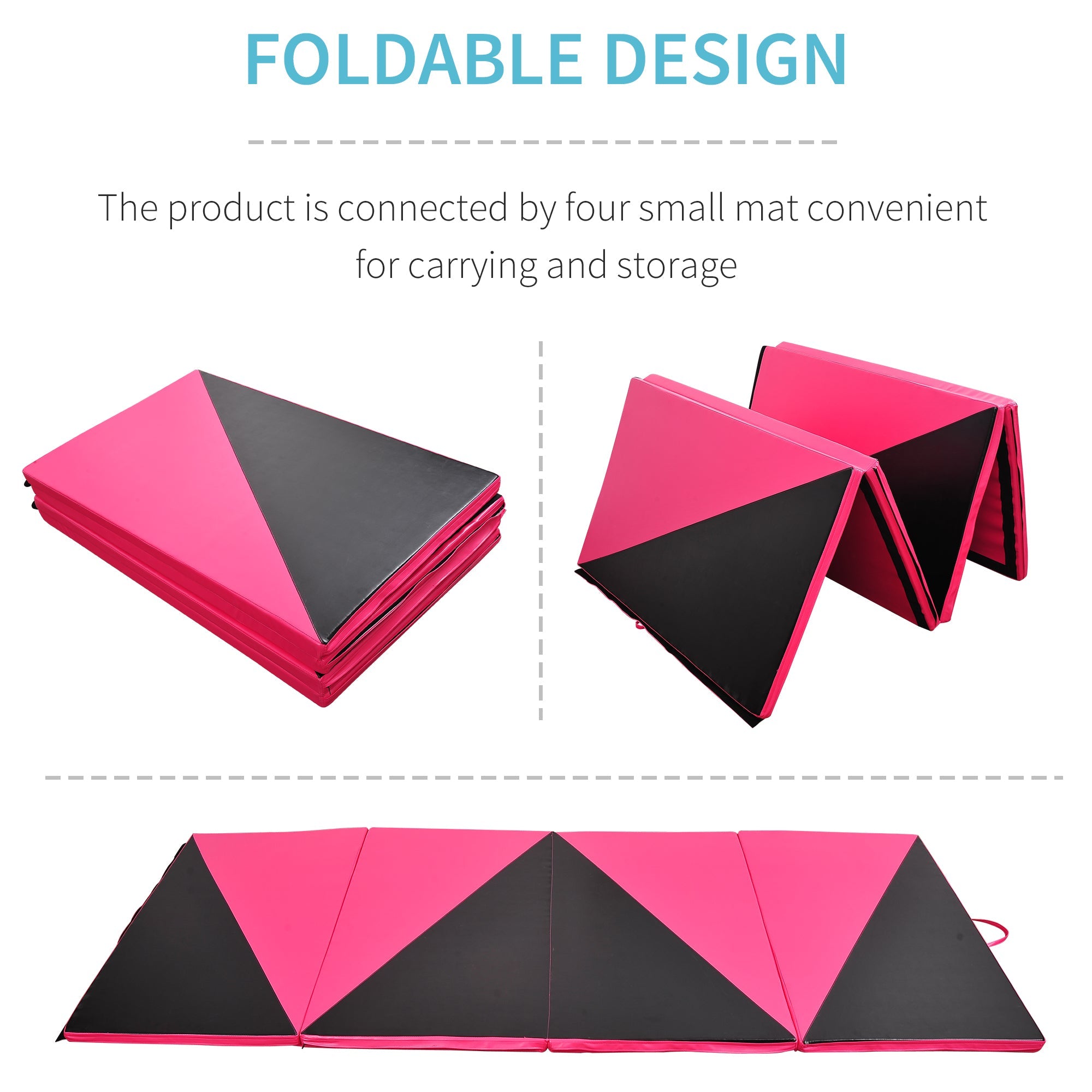 Soozier 4'x10'x2'' Folding Gymnastics Tumbling Mat, Exercise Mat  with Carrying Handles for Yoga, MMA, Martial Arts 