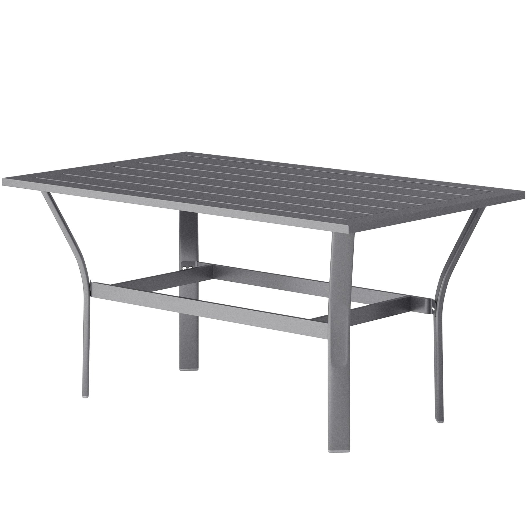 Outsunny Outdoor Side Table with Slatted Tabletop, Metal Patio Coffee Table for Garden, Balcony, Dark Grey 