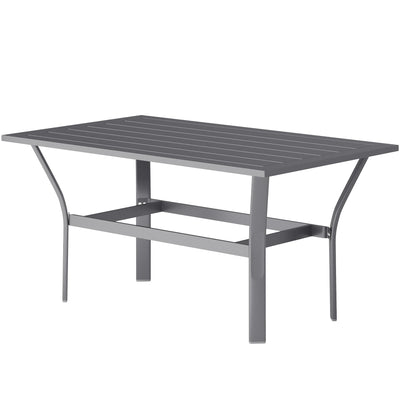 Outsunny Outdoor Side Table with Slatted Tabletop, Metal Patio Coffee Table for Garden, Balcony, Dark Grey 