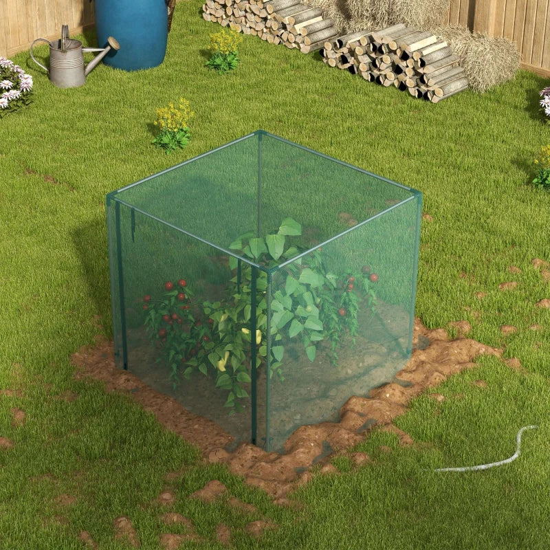 Galvanized Steel Crop Cage, Plant Protection Tent with Zippered Door, 4' x 4', Green