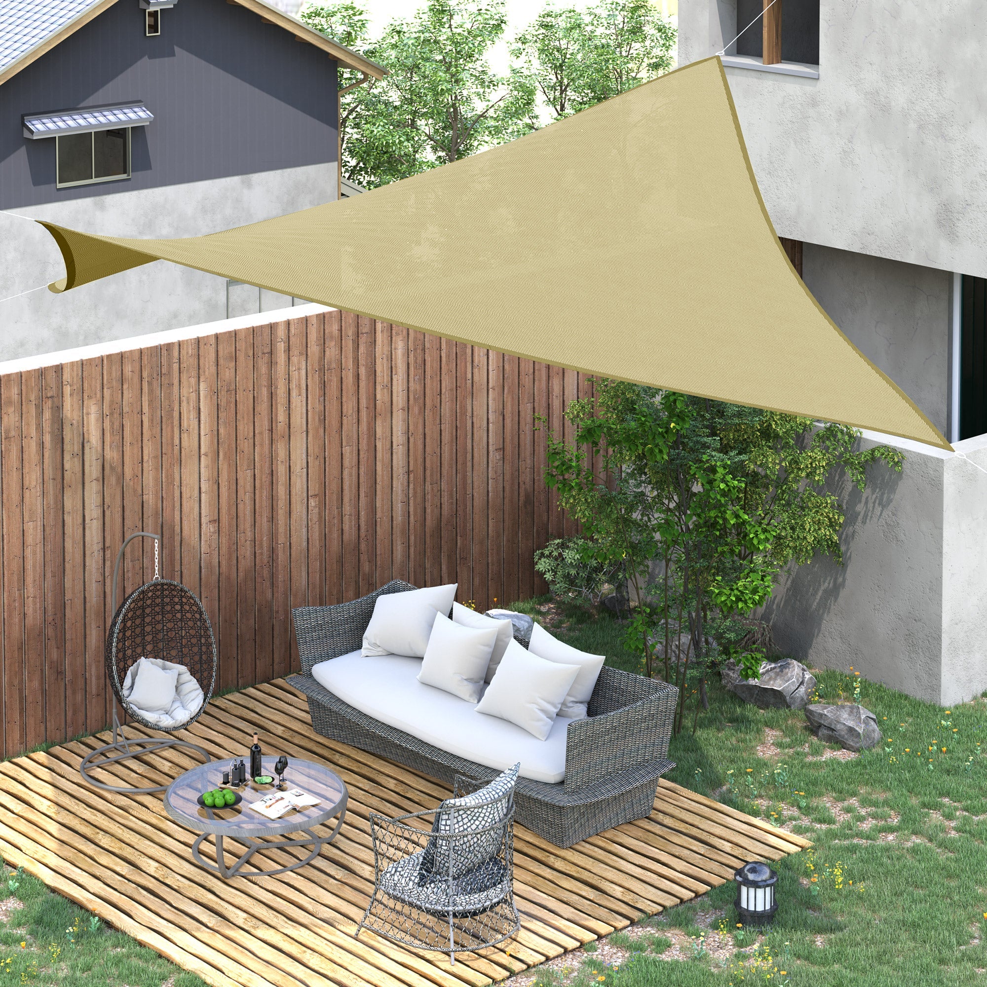 Outsunny 12' Square Sun Sail Shade Canopy: UV Protection Garden Patio Cover with Bag, Sand 