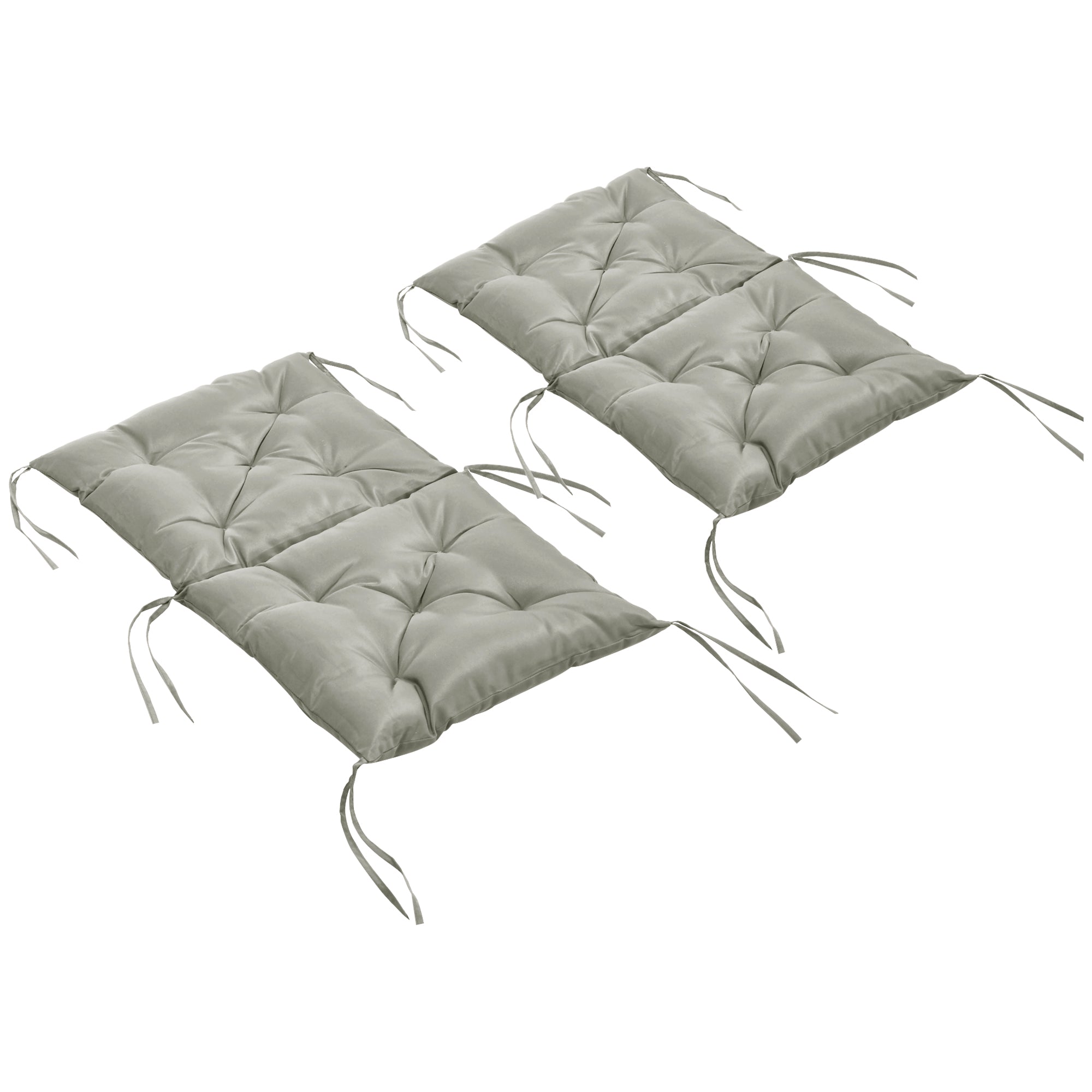 Outsunny Set of 2 Garden Chair Cushions Seat Pad with Backrest for Sunbeds Rocking Chairs Loungers Outdoor Indoor Use Grey 