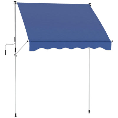 Outsunny Retractable Serenity: Manual Awning for Patio, Deck, Window, Door, 6.6'x5' Dark Blue Canopy, UV & Water Resistant 