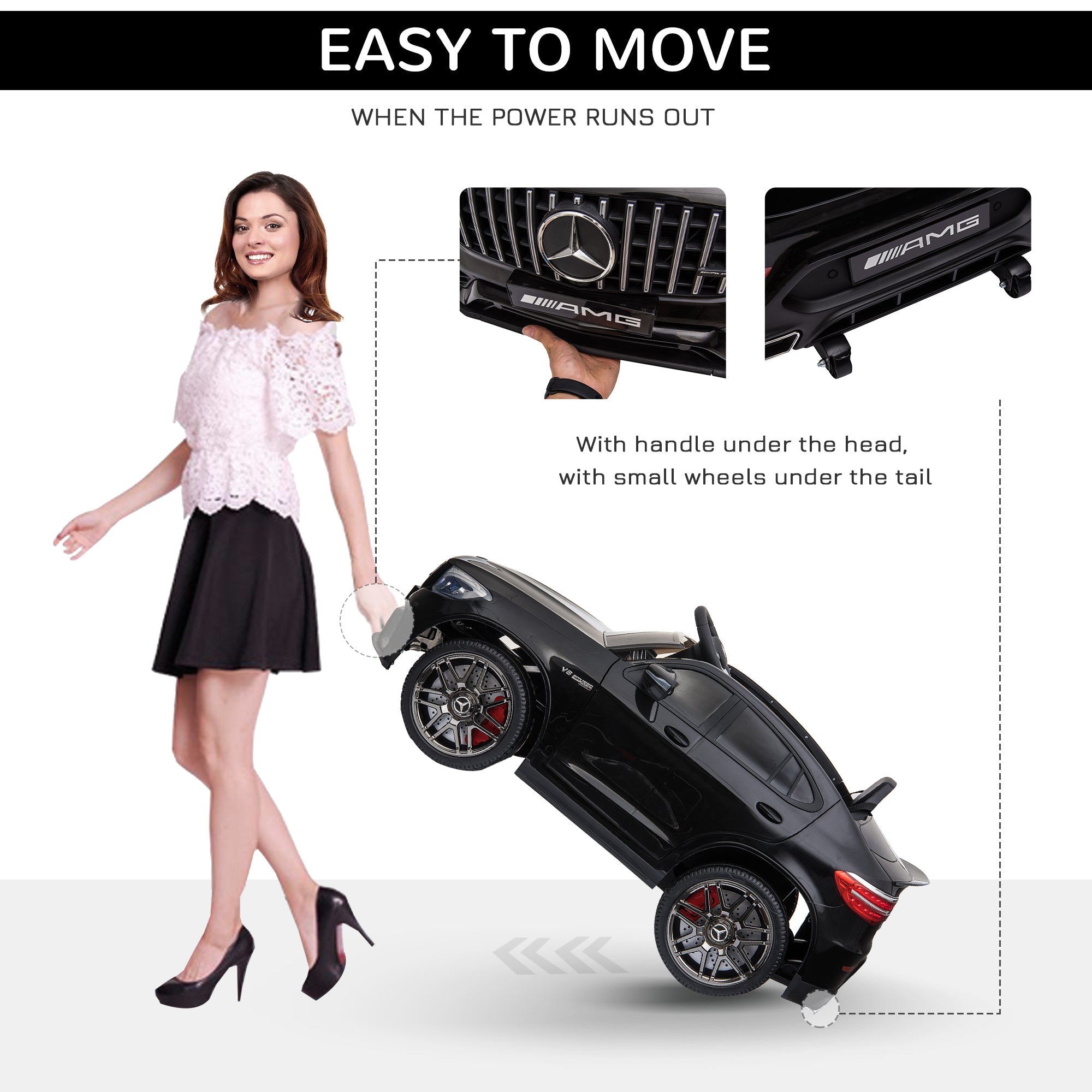 Aosom Licensed Ride-On Car: 12V Electric, Remote Control, Suspension Wheels, Black, Kids Powered Ride-On 