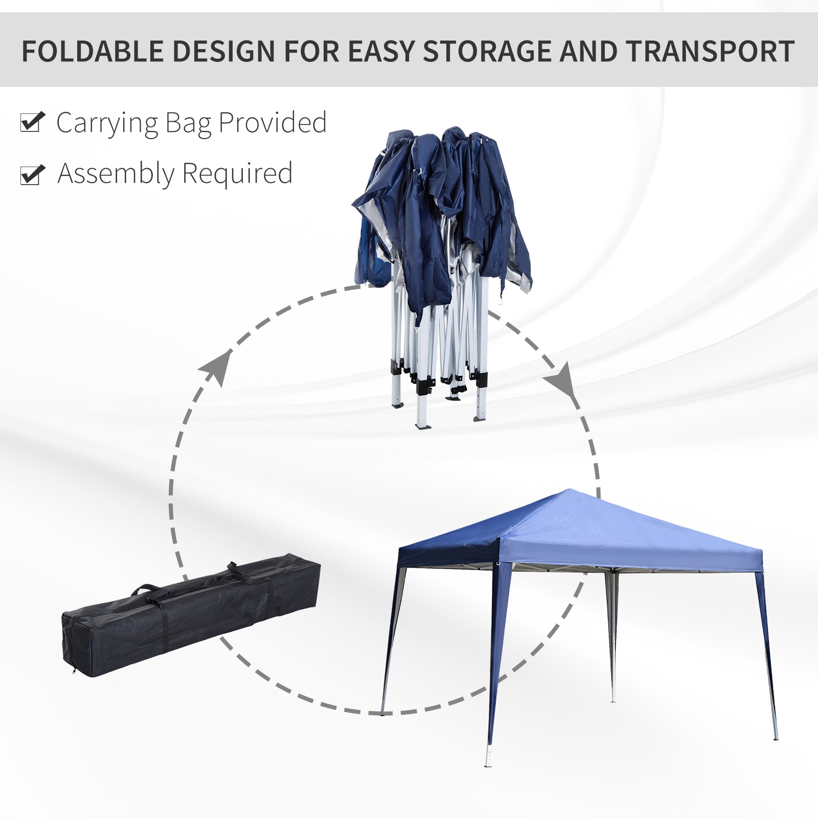 Outsunny 10x10ft Folding Pop Up Tent Outdoor Gazebo Canopy w/ Carrying Bag Blue 