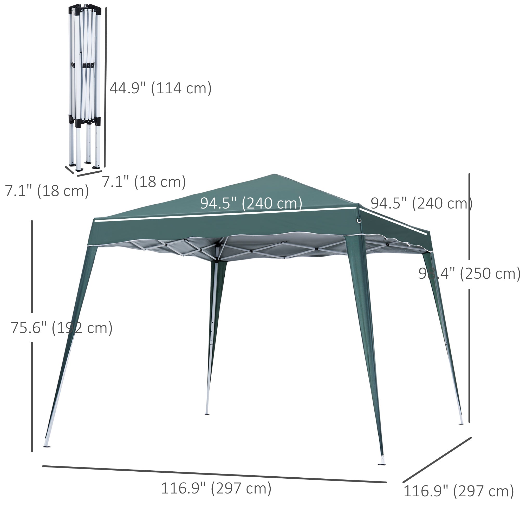 Outsunny 8' x 8' Pop Up Canopy, Outdoor Foldable Tent, Portable Canopy Tent with Carrying Bag for Camping, Party, Picnic, Green 