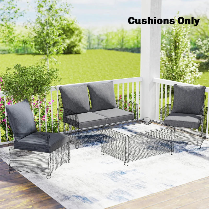 Outdoor Chair Cushions Set of 4, Fade Resistant Patio Chair Cushions for Outdoor Furniture, 24" x 24", Grey