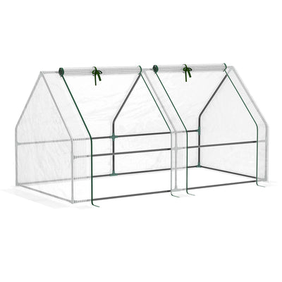 Outsunny 6'x3'x3' Portable Tunnel Greenhouse: UV PE Cover with Zipper Doors for Outdoor Garden, White 