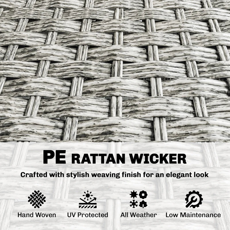 Rattan Wicker Sofa 3-Seater Outdoor Couch with Cushions for Patio Garden Grey