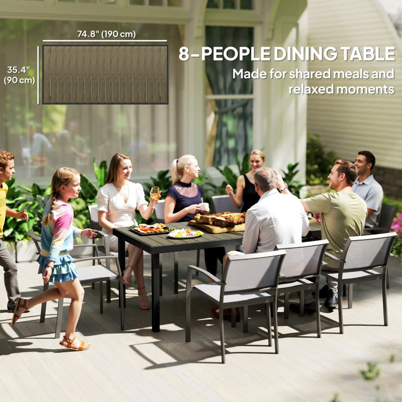 Patio Dining Table for 8, Rectangular Aluminum Outdoor Table for Garden Lawn Backyard, Natural
