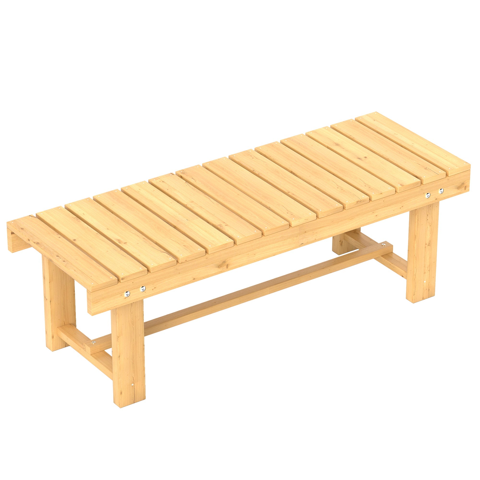 Outsunny 43.25" Outdoor Wood Garden Bench Backless Patio Fir Wood Loveseat Backyard Park Double Seat 2 Person 