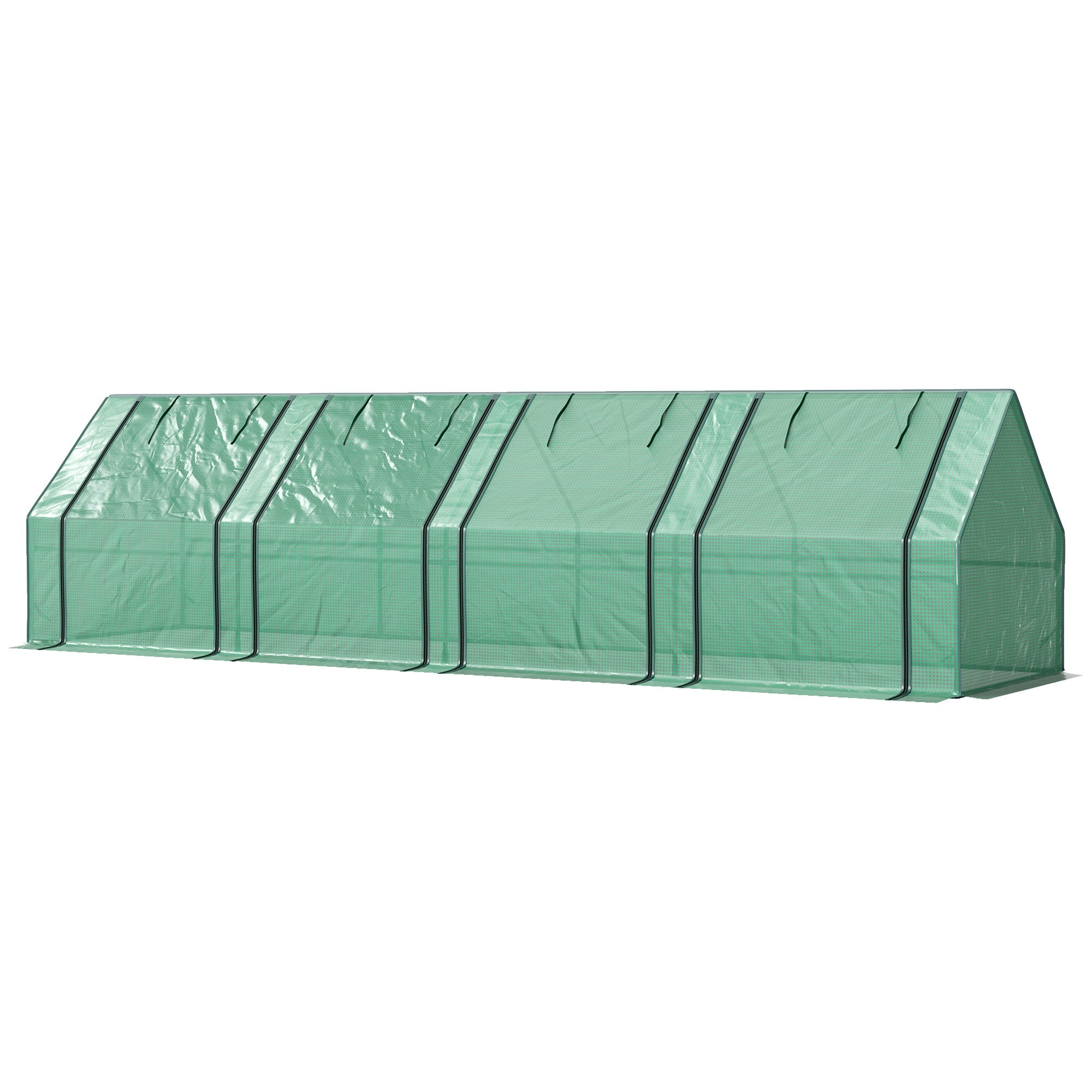 Outsunny Portable Mini Greenhouse Tunnel Growing Tent Plants Flower Warm House w/ Zippered Roll-up Doors, Green 