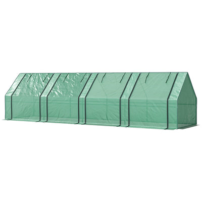 Outsunny Portable Mini Greenhouse Tunnel Growing Tent Plants Flower Warm House w/ Zippered Roll-up Doors, Green 