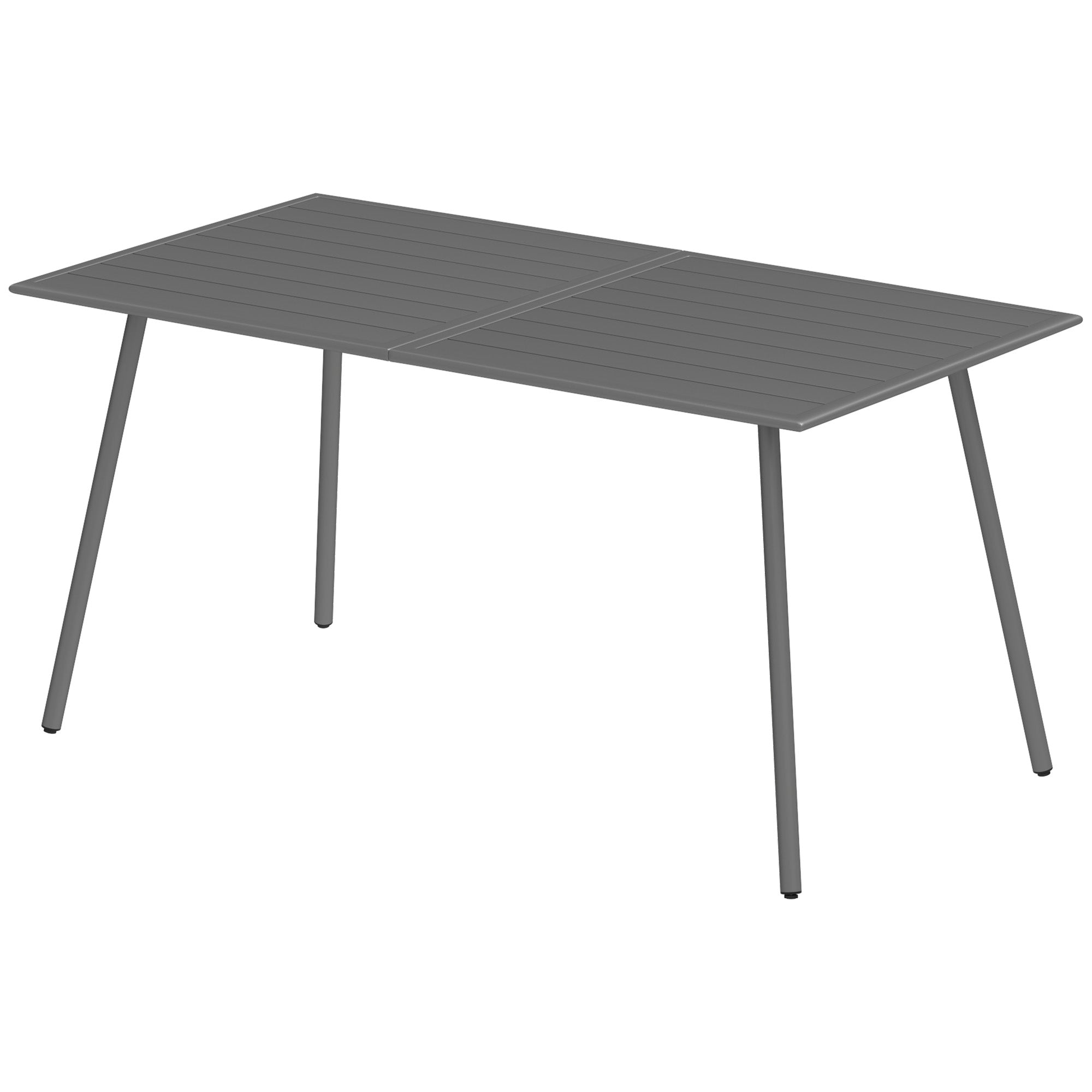 Outsunny Rectangle Patio Dining Table for 6 Person, Metal Steel Slat Outdoor Table, for Lawn, Garden, 59" x 31.5" x 29", Grey 