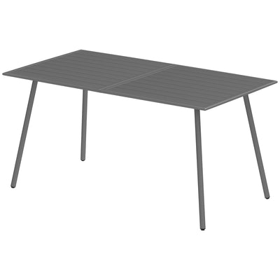 Outsunny Rectangle Patio Dining Table for 6 Person, Metal Steel Slat Outdoor Table, for Lawn, Garden, 59" x 31.5" x 29", Grey 