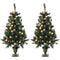 HOMCOM 4FT Pre-Lit Decorated Christmas Tree with Red Berries and Pine Cones Snow Flocked Christmas Tree with LED Lights Green