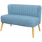HOMCOM Modern 2 Seat Sofa for Bedroom, Upholstered Two Seater Couch with Rubber Wood Legs, Blue