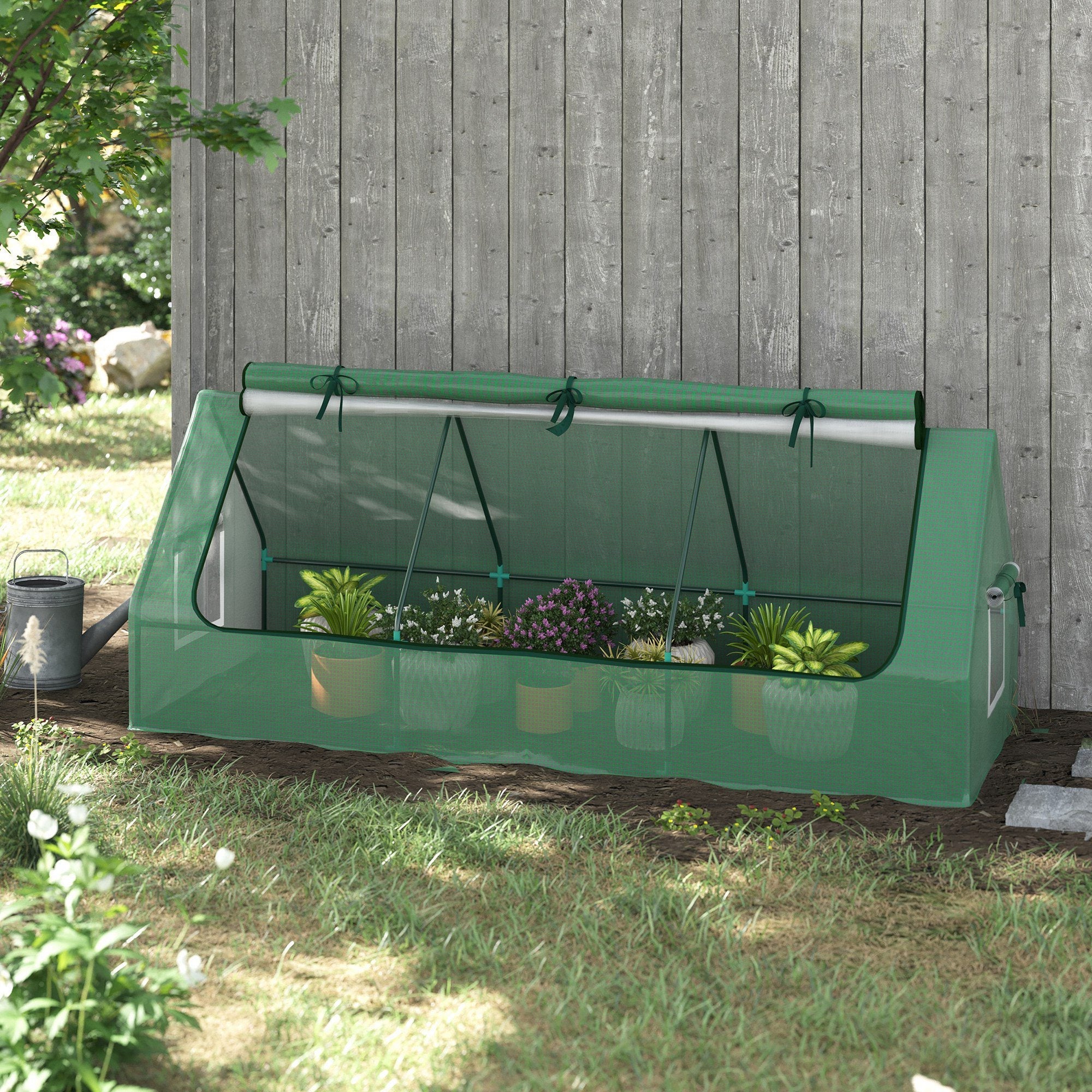 Outsunny Compact Portable Greenhouse Mesh Windows Indoor Outdoor Gardening 94.5" x 35.4" x 35.4" Green 