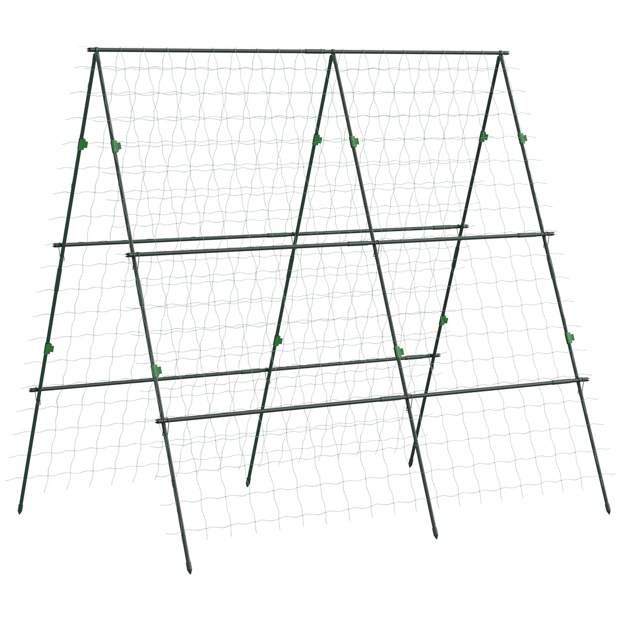 Outsunny Metal Tomato Cage with Netting for Climbing Plants Vegetables, A Frame Tomato Plant Support Tomato Trellis for Vegetable Garden, Patio, Balcony, Green 