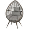 Outsunny Outdoor/Indoor Rattan Chair with Soft Cushion, Wicker Egg Lounge Chair for Backyard Garden Balcony Lawn, Grey