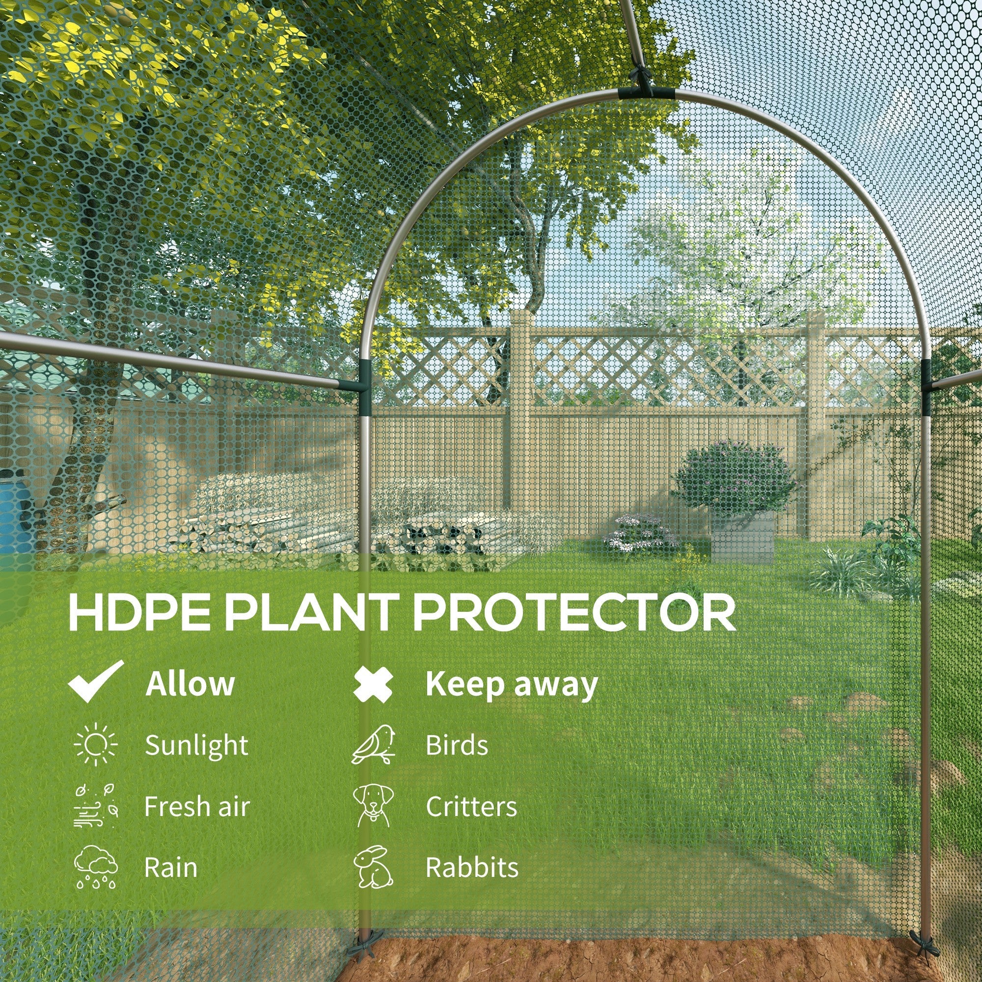Outsunny Galvanized Steel Crop Cage, Plant Protection Tent with Zippered Door, 4' x 8', Green 