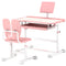 Qaba Height Adjustable Kids Desk and Chair Set with Tilt Desktop, Large Writing Board, Storage Drawer, Book Stand, Pink