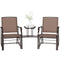 Double Patio Glider Chair with Glass Top Center Table, Outdoor Glider Loveseat with High Back,  All Weather Breathable Mesh Fabric for Garden, Backyard, Deck, Brown