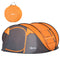Outsunny 5-Person Pop Up Camping Tent, Easy Setup, Orange, with Doors, Windows, Carry Bag