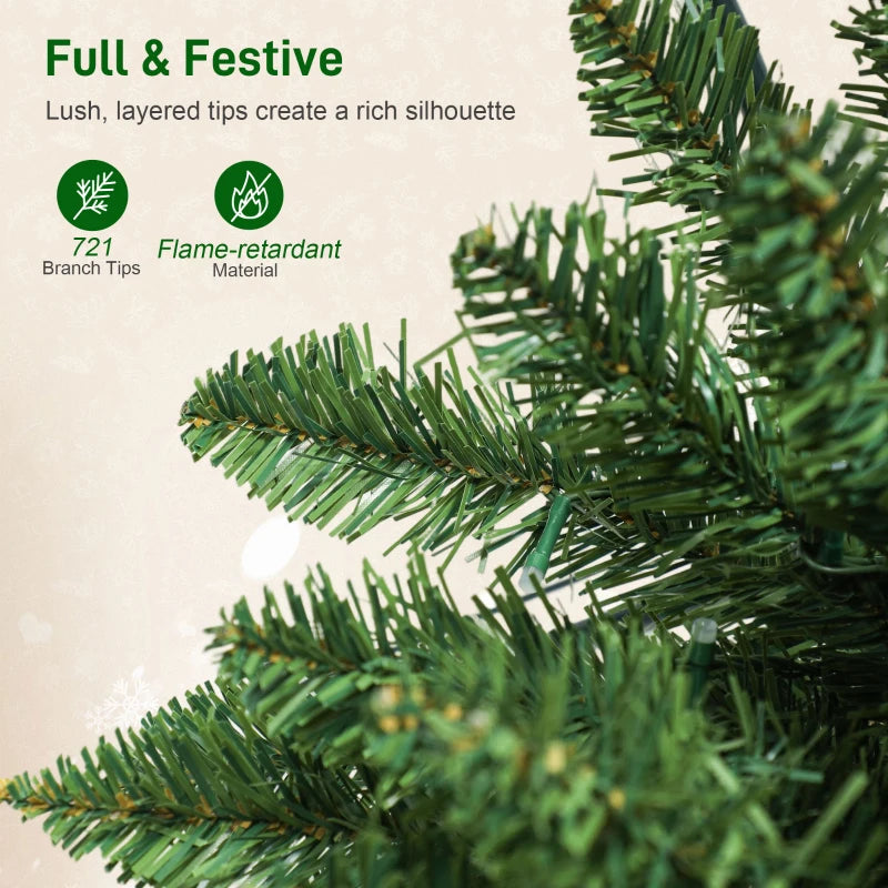 9ft Christmas Tree with Colourful DIY Synchronized LEDs, Hinged Pencil Xmas Tree with Remote, Daily Timer, Green