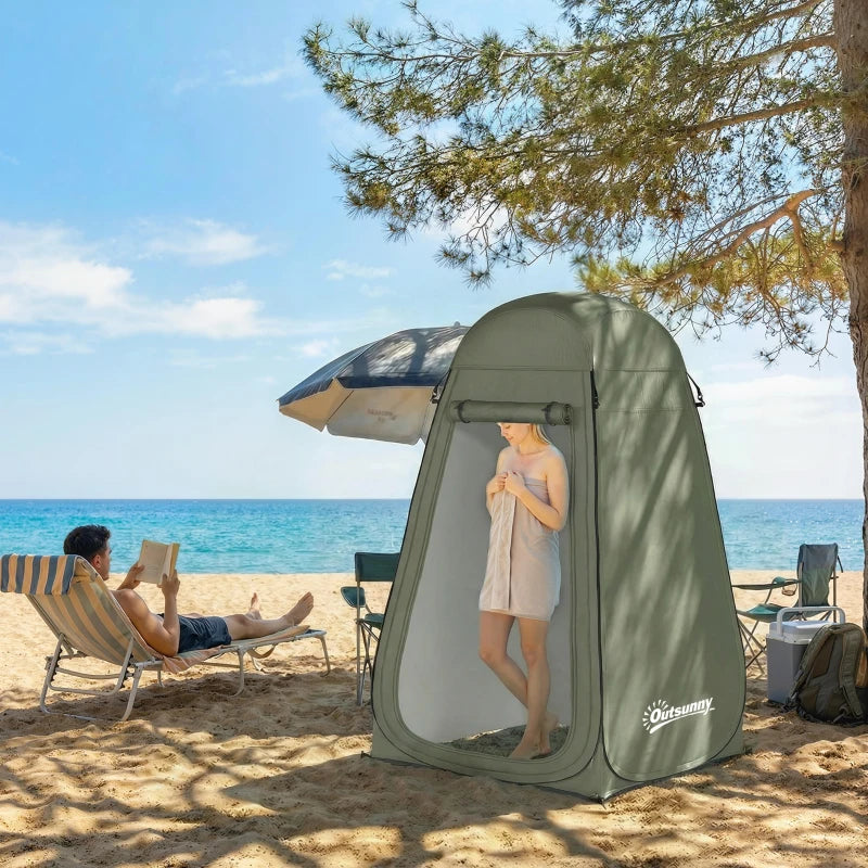 Pop Up Shower Tent, Portable Privacy Room for Outdoor Changing, Dressing, Fishing Storage with Carrying Bag, Green