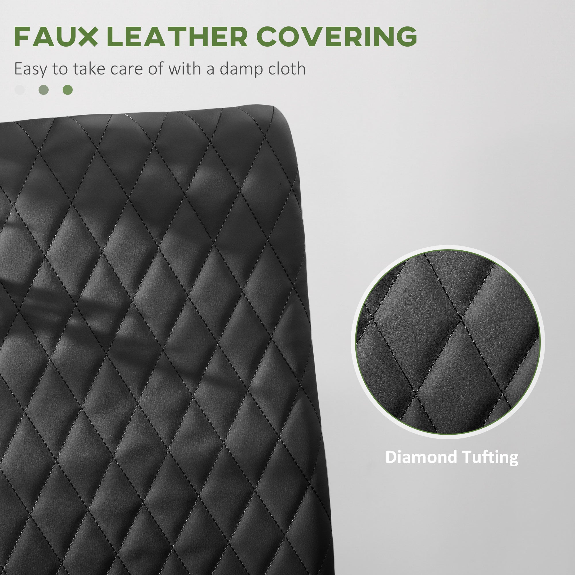 HOMCOM Kitchen Dining Chairs Set of 4 Faux Leather Upholstery Steel Legs for Living Dining Room Black 