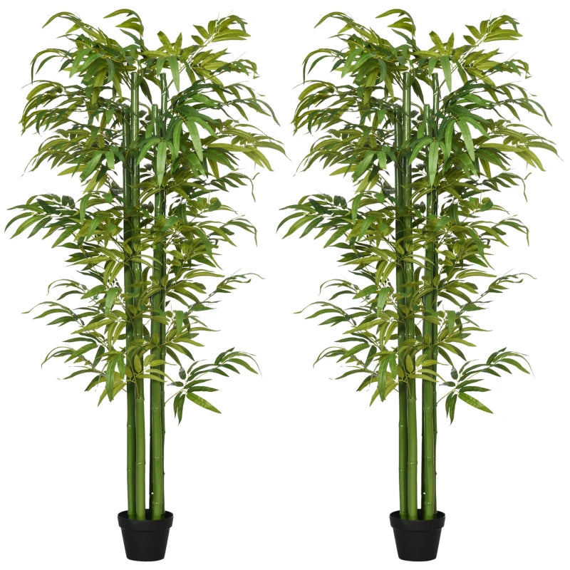 Set of 2 6 FT Artificial Tree Bamboo Tree Fake Plants in Pot for Home Office Living Room Decor, Green