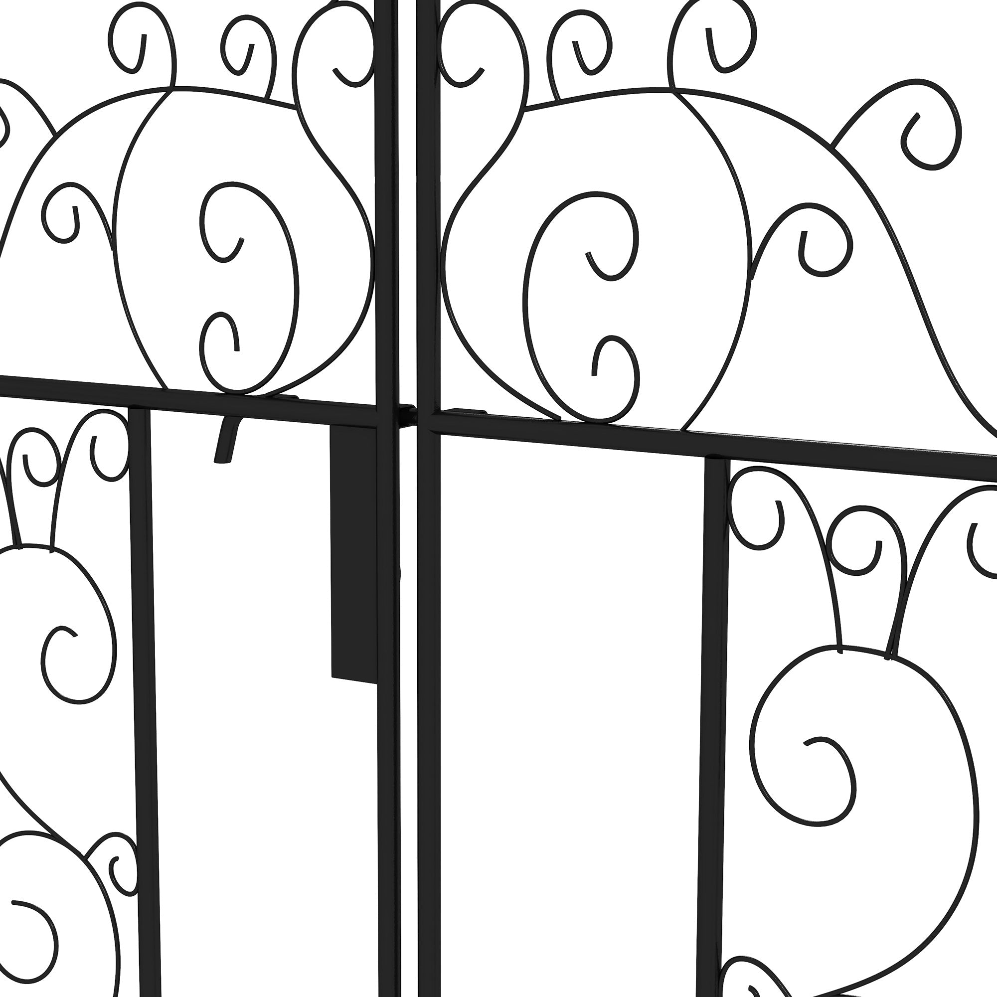 Outsunny Metal Garden Arch with Gate, Garden Arbor Trellis for Climbing Plants, Roses, Vines, Wedding Arch, Black 