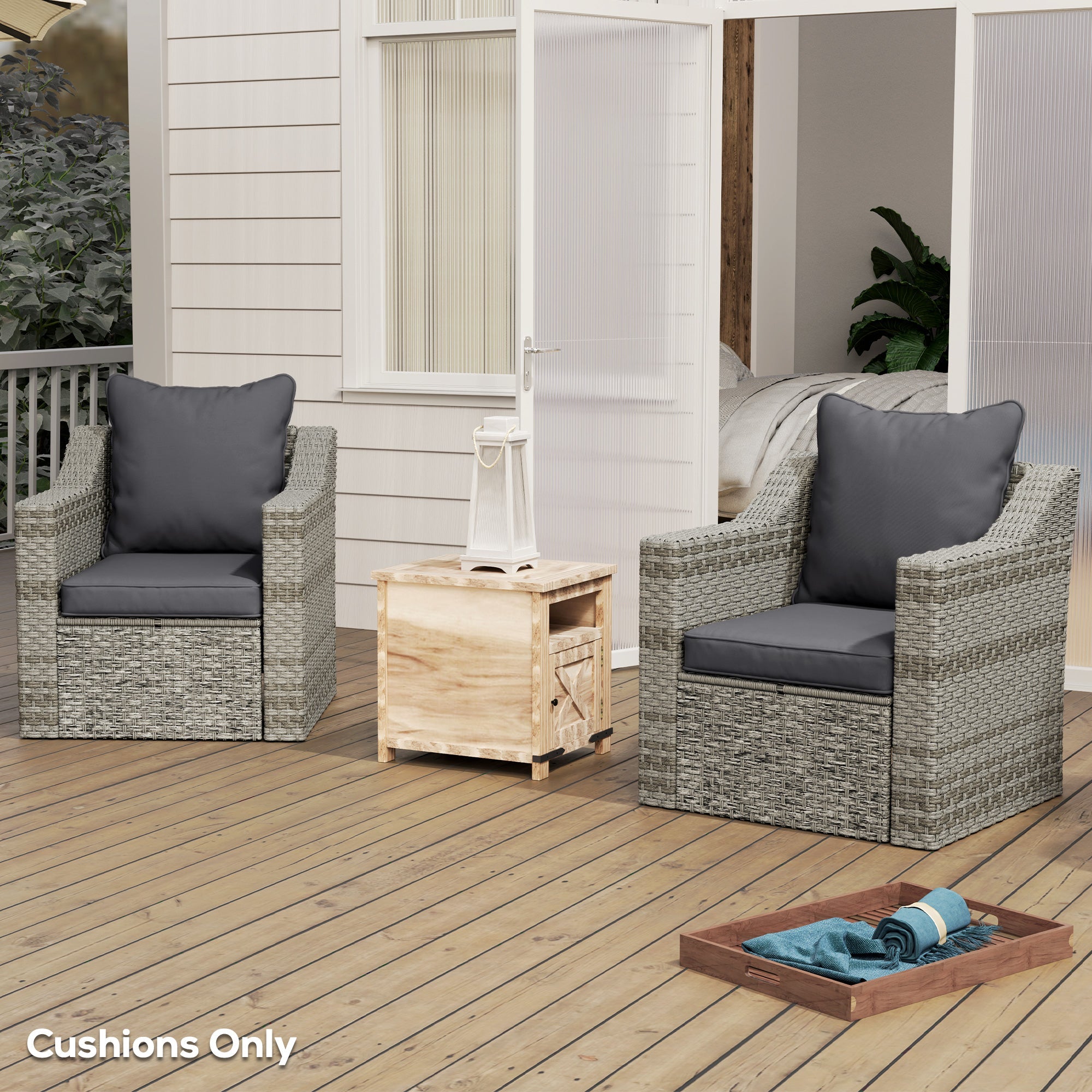 Outsunny 4-Piece Seat Cushion Back Pillows Replacement, Patio Chair Cushions Set for Indoor Outdoor, Dark Grey 