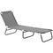 Outsunny Folding Lounge Chair Outdoor Steel Mesh Tanning Recliner with Adjustable Back for Beach Yard Patio Grey