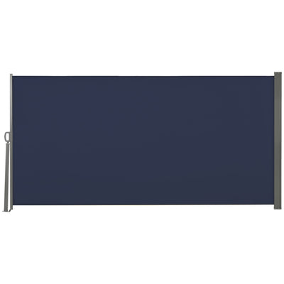 Outsunny 118"x63" Outdoor Retractable Privacy Screen Patio Side Awning Folding Divider UV Wind Resistant Dark Blue 