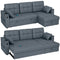 Convertible Sectional Sofa Bed, Pull Out Sleeper Sofa Couch with USB‑A+C, Chaise Storage, L-Shaped Futon Couch, Dark Grey