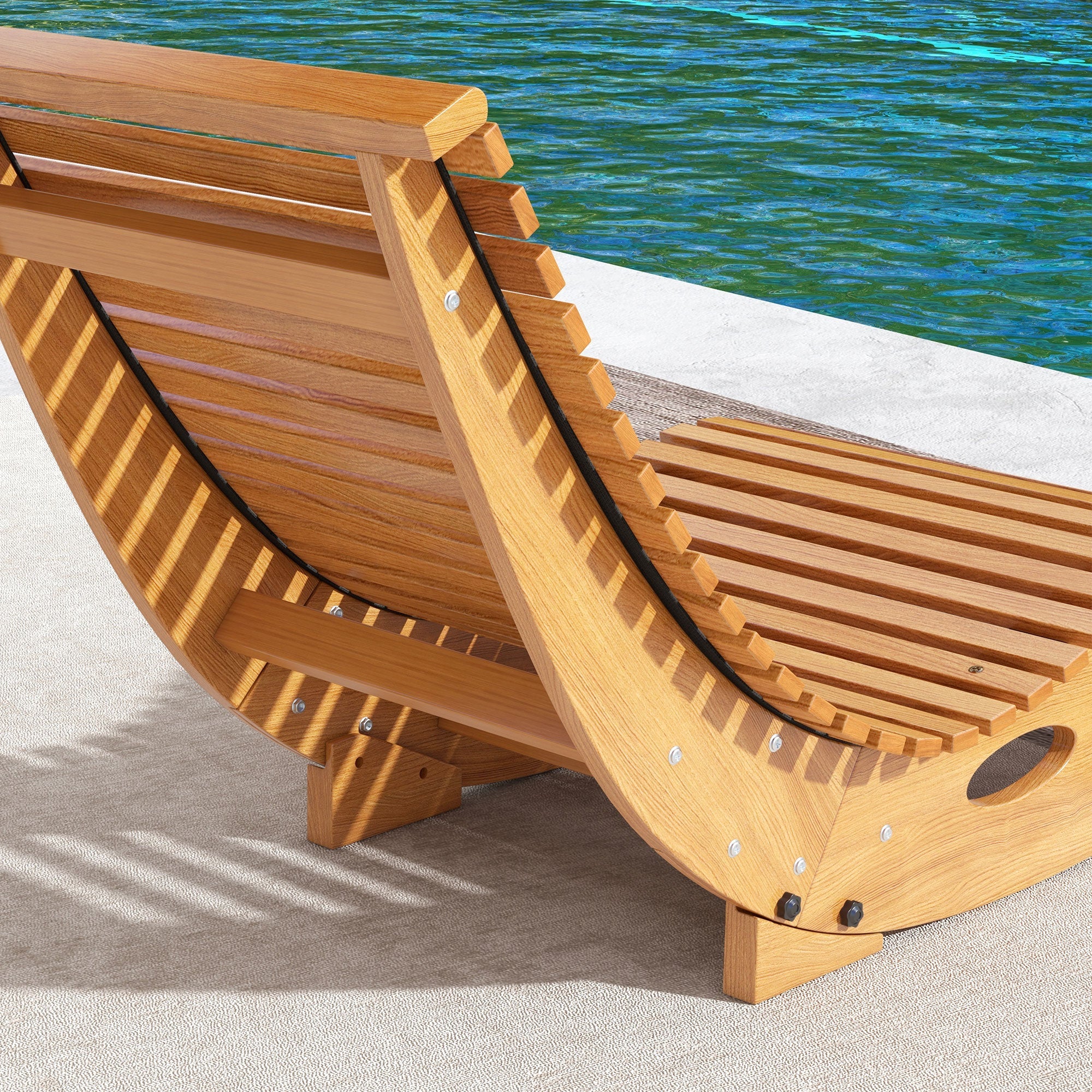Outsunny Outdoor Rocking Chair w/ Slatted Seat, Wooden Rocking Chair, 51.2" x 23.6" x 23.6", Teak, 