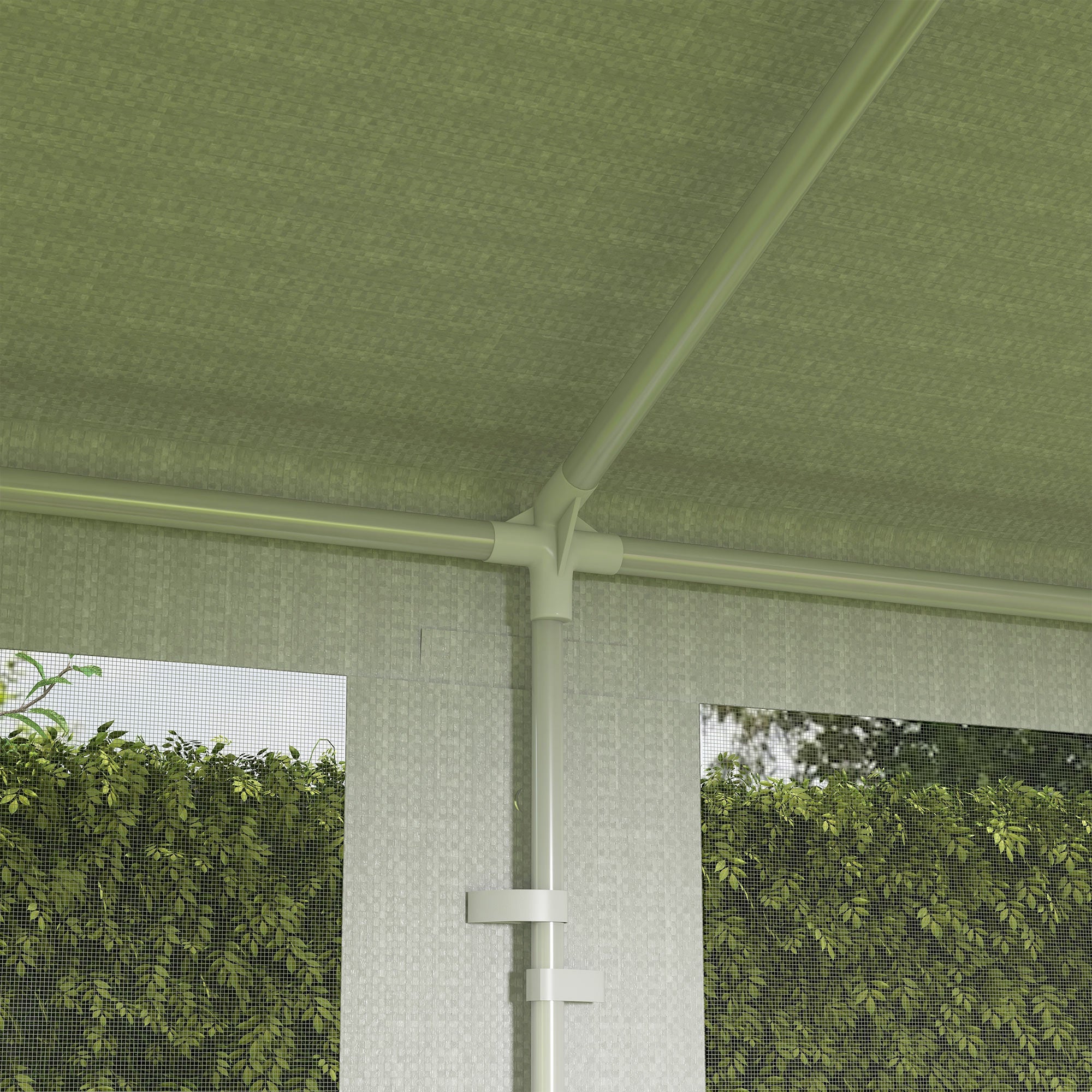 Outsunny 10' x 28' Gazebo Party Tent Outdoor Canopy Garden Sun Shade with 8 Mosquito Mesh Netting and Zipper Door, White 