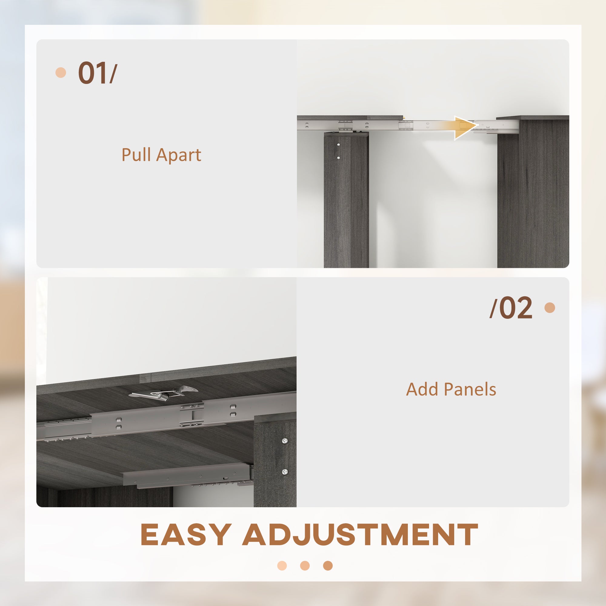 HOMCOM Foldable Table, Extendable Dining Table, Kitchen Table for Small Spaces, Seats up to 6 People, Grey 